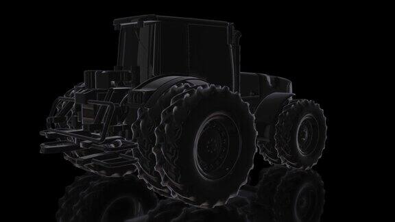 拖拉机旋转360度3d模型黑亮拖拉机4k的动画