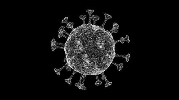 3D病毒在黑色背景上旋转显微镜病毒近距离观察医学概念用于标题文本演示3d动画60FPS