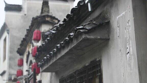 慢镜头:中国黄山市雨虹村