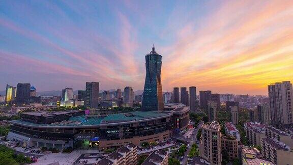杭州城市的高角度视图