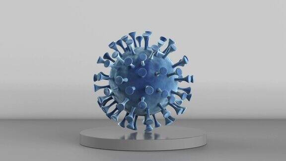 蓝色冠状病毒细胞或细菌细胞