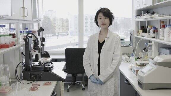 日本女科学家独自站在实验室里