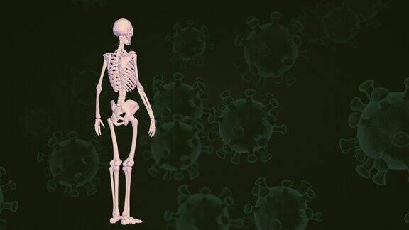 具有冠状病毒医学背景的人类骨骼