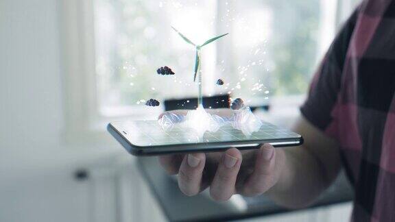 智能手机上的未来风轮机全息图