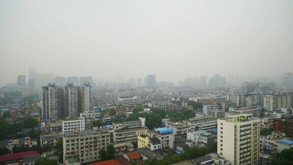 白天时间武汉最著名的寺庙屋顶城市景观全景4k中国