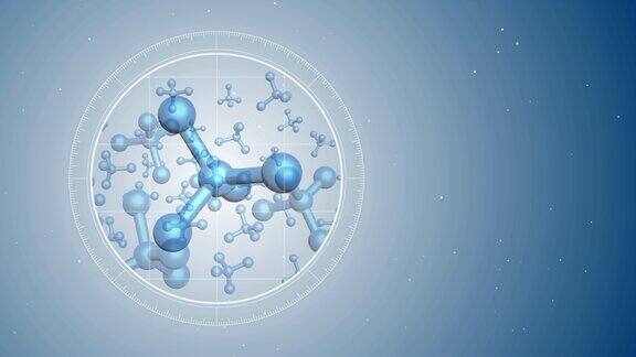 抽象分子的三维动画Futrutic显微镜医学或科学
