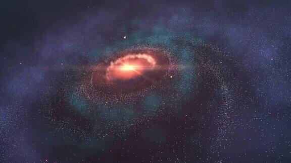 4K-3D美丽的星系与明亮闪烁的星星飞行在深空抽象视图星云空间宇宙运动背景