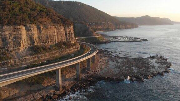 海崖桥驱动海岸景观澳大利亚航拍日出