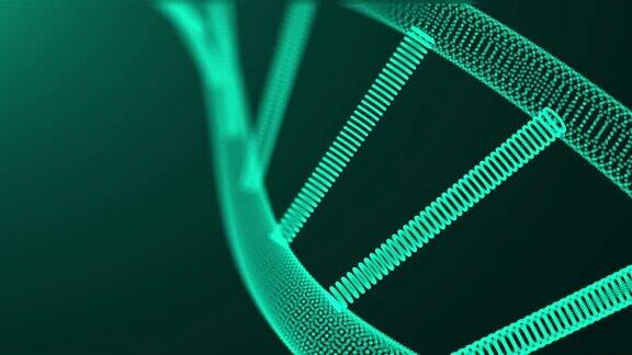 抽象的三维背景与DNA分子与许多点科学概念未来的计算机生成插图