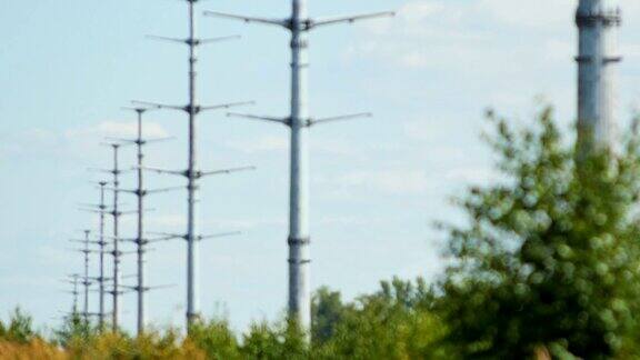 高压输电塔装着电线