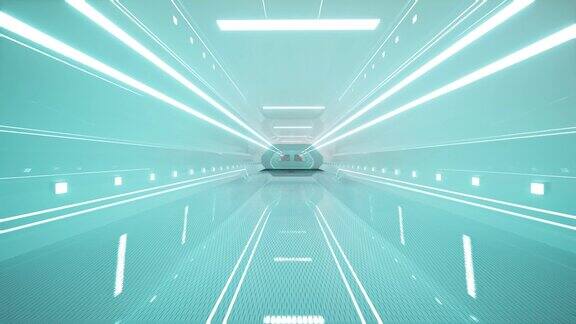 走廊在宇宙飞船3d未来科幻设计4k