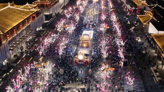 西安大唐光大夜景鸟瞰图