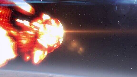 小行星流星燃烧在地球大气层现实的视觉