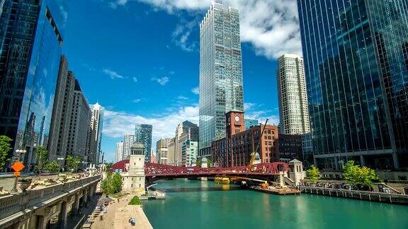 芝加哥河时光流逝市中心4K1080P