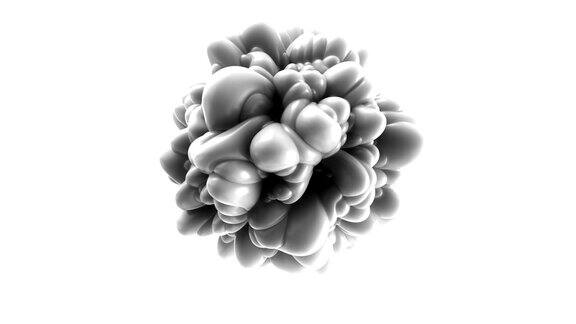 带鼓胀的三维环形抽象球体波纹的表面时尚的单色纹理孤立球具有凸面细胞运动图形设计动画弹性纹理