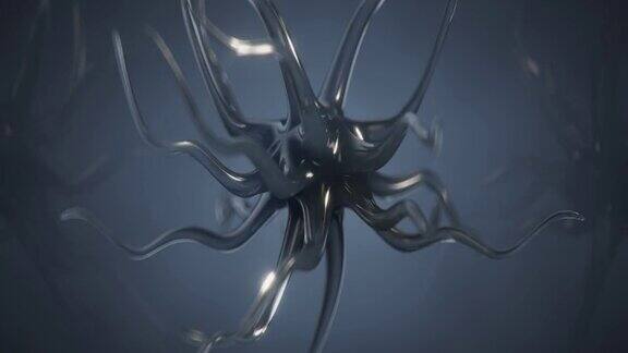 黑色科幻微生物无缝循环3D渲染动画
