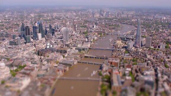鸟瞰图伦敦市中心和泰晤士河英国4k