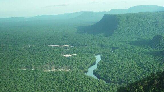 亚马逊森林鸟瞰图阳光明媚的热带景观