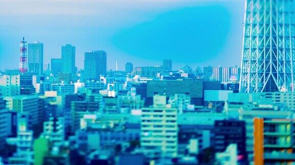 东京天空树附近的时间推移在东京的城市倾斜
