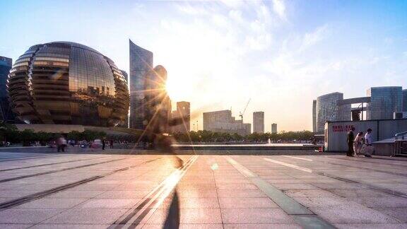 现代城市杭州的城市景观时间弹性超时空4k