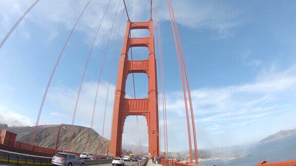 在金门大桥上骑自行车旧金山加利福尼亚4KPOV