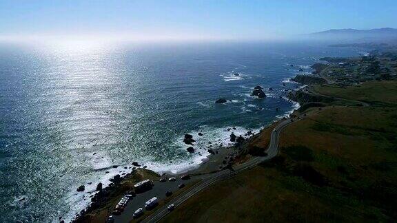 北加州太平洋海岸的鸟瞰图