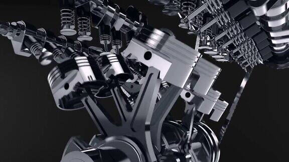 工作V8引擎3D动画