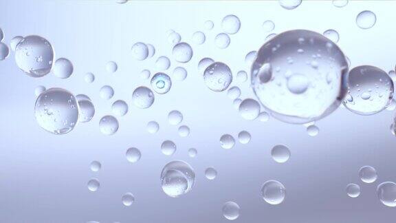 许多原子漂浮在水中