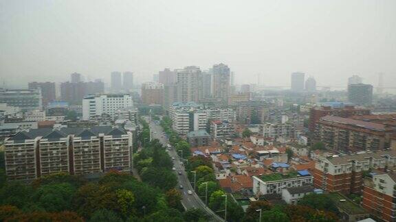 白天时间武汉最著名的寺庙屋顶城市景观交通道路全景4k中国