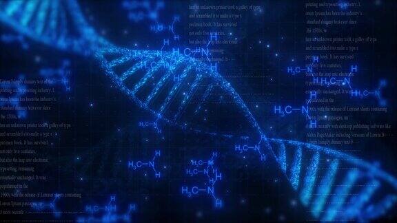 三维现代医学Dna旋转动画背景高科技Si-fi分子人类Dna动画未来背景遗传数字Dna双螺旋旋转医学科学动画背景