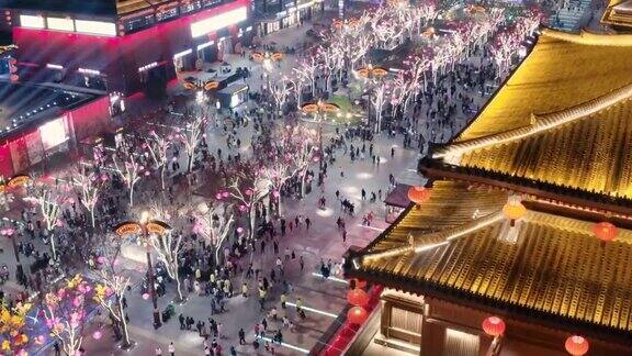 西安大唐光大夜景鸟瞰图