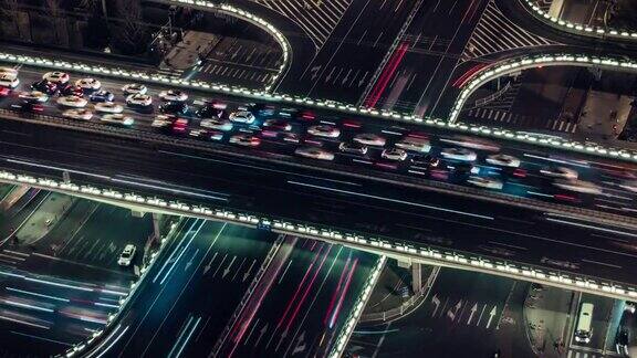 PAN鸟瞰图城市交通在晚上北京中国