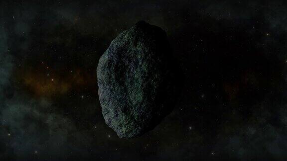 太阳系中的小行星缓慢地向观众旋转