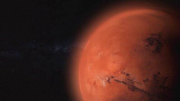 4K3D火星在太空从太空到火星的美丽景色