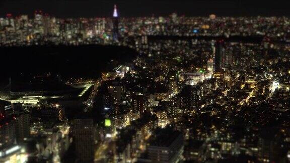东京夜景倾斜轮班