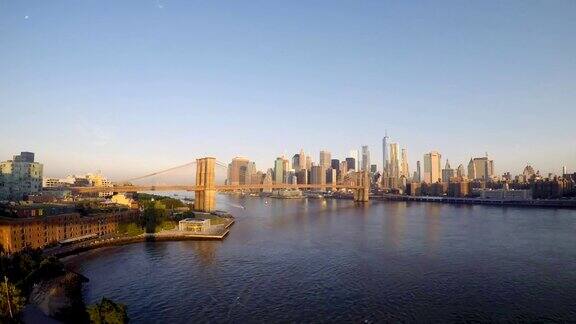 纽约市时间推移晴朗的天空早晨