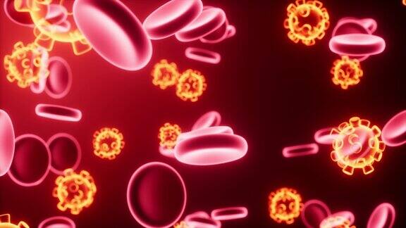 血细胞和病毒生物医学概念3d渲染
