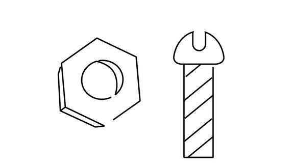 动画视频的草图形成螺母和螺栓