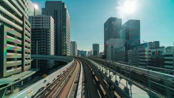 4K时间推移的未来场景动态模糊运动从日本东京的火车百合线在隧道之间移动日本东京