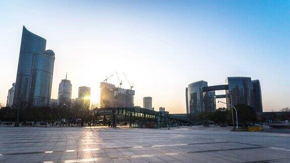 日落时分杭州新城的现代建筑间隔拍摄4khyperlapse