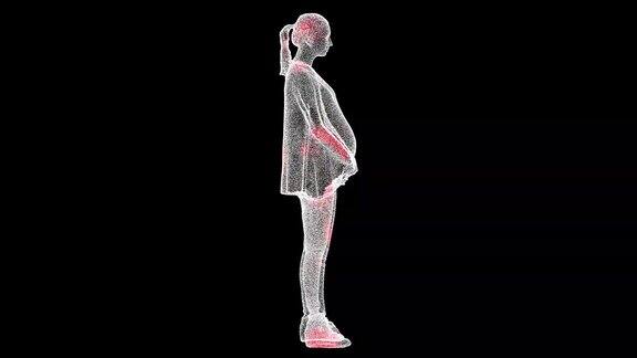 病毒通过孕妇体积旋转体传播单色黑色bg病毒在体内的可视化演示教程视频医学概念60FPS3D动画