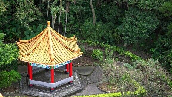 4K鸟瞰图美丽的淡水市天元寺中国馆