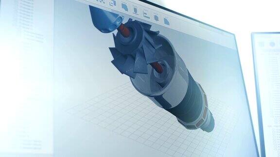 用CAD软件制作的工业涡轮发动机零件三维模型的屏幕画面