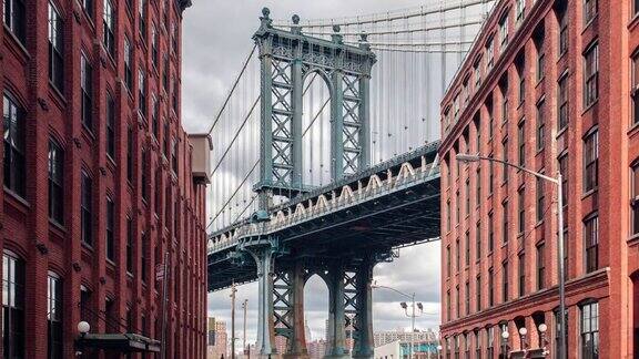 从华盛顿街布鲁克林美国纽约曼哈顿桥的时间流逝视图
