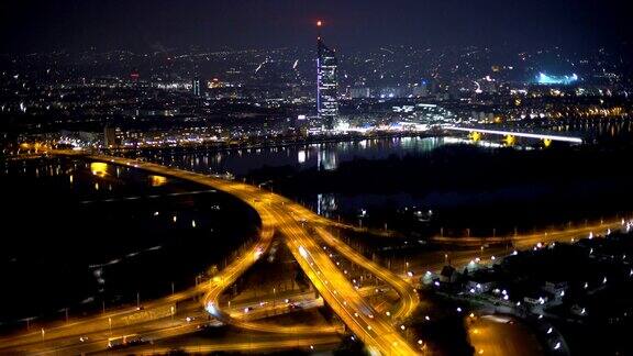 维也纳夜景高速公路时光流逝