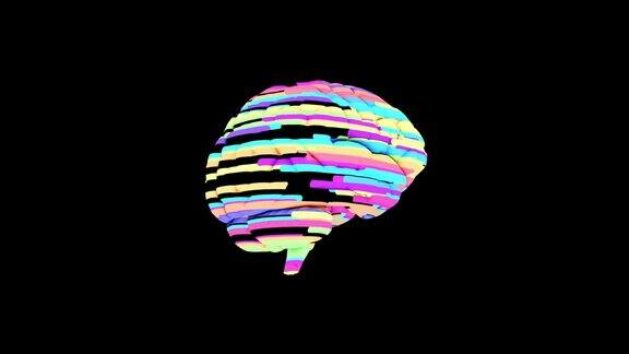 人类大脑的三维渲染与动态发光彩色表面