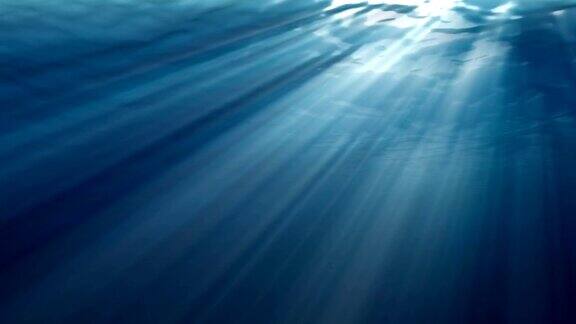 高质量的循环动画海浪从真实的水下光线穿过