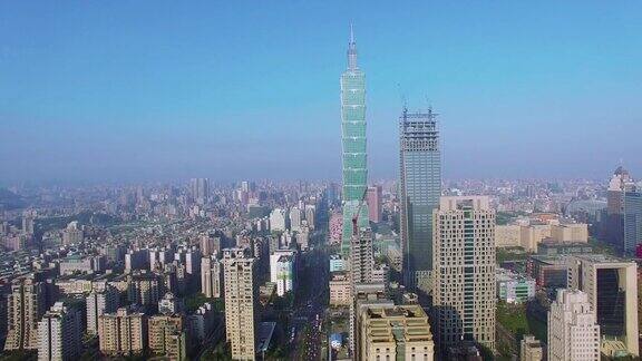 台湾台北市金融区4K鸟瞰图