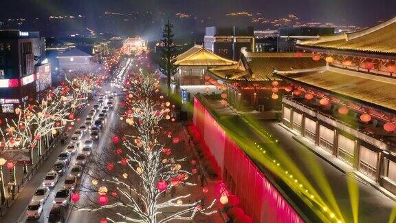 西安大唐光大夜景鸟瞰图