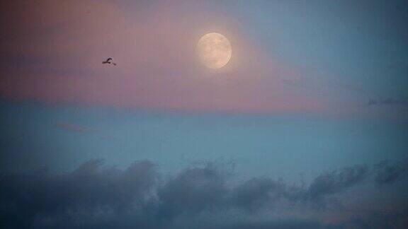 满月黄昏天空